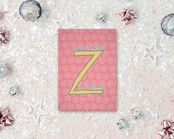 Alphabet Forest Letter Z Animal Monogram Note Cards