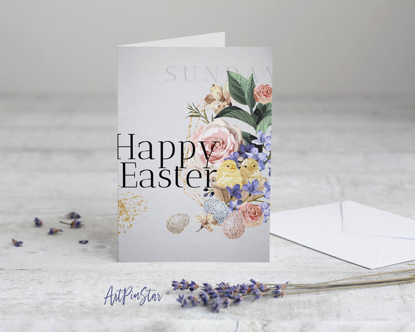 Easter Watercolor Bunny Flower Customized Greeting Card