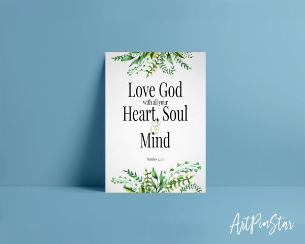Love God with All Your Heart, Soul & Mind Matthew 22:37 Bible Verse Customized Greeting Card