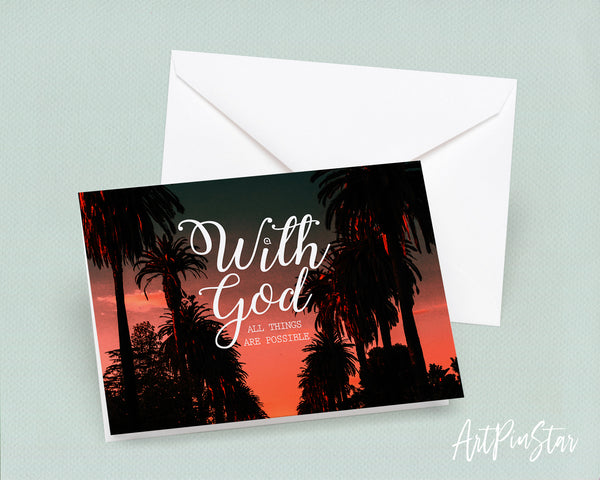 With God all things are possible Matthew 19:26 Bible Verse Customized Greeting Card