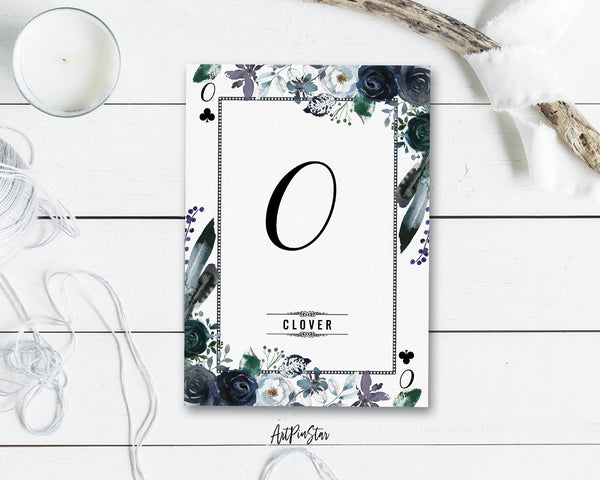 Watercolor Floral Flower Bouquet Initial Letter O Clover Monogram Note Cards