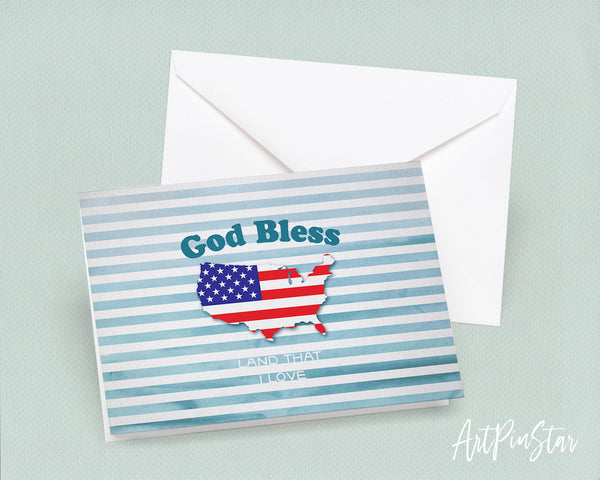 God bless America land that I love Bible Verse Customized Greeting Card
