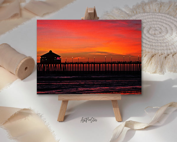 Huntington Beach Silhouettes Sunset, California Landscape Custom Greeting Cards