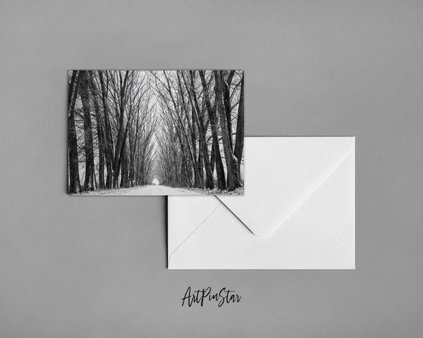 Tree in Winter Silhouettes Landscape Custom Greeting Cards