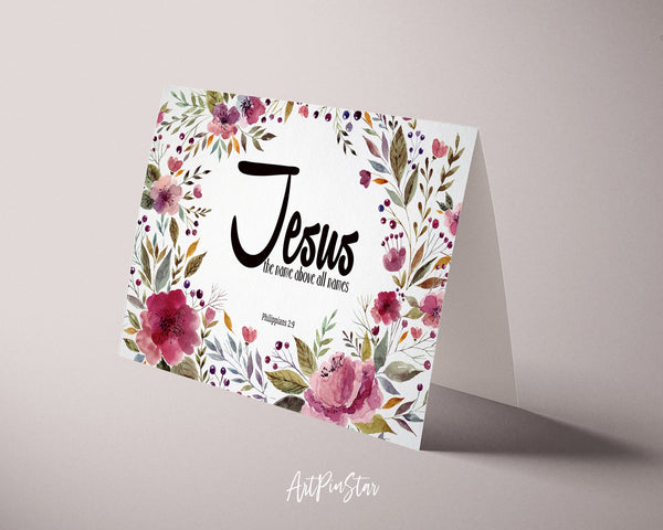 Jesus the name above all names Philippians 2:9 Bible Verse Customized Greeting Card