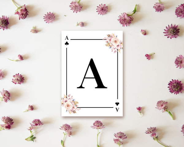 Boho Floral Bouquet Initial Flower Letter A Clover Monogram Note Cards