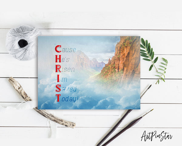Cause He's Risen I'm Saved Today Bible Verse Customized Greeting Card