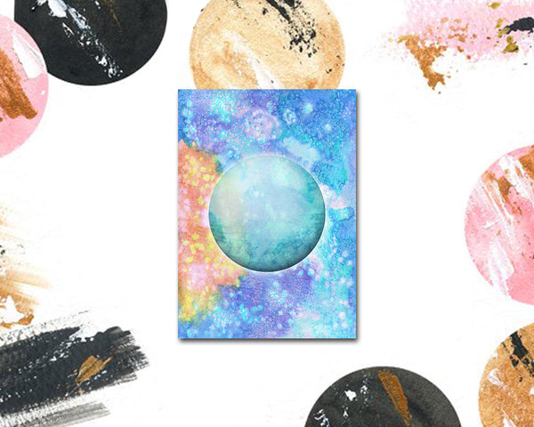 Uranus Planet Watercolor Galaxy Space Customizable Greeting Card