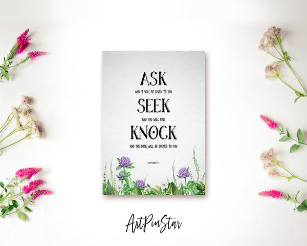 Ask, Seek and Knock You Shall Find Matthew 7:7 Bible Verse Customized Greeting Card