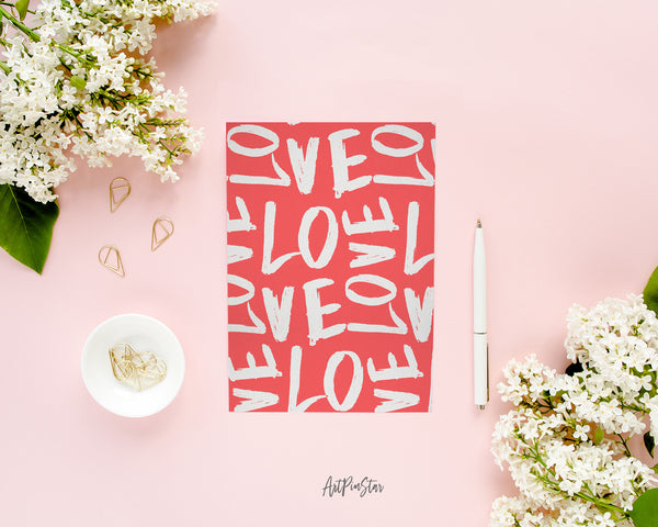 Valentine's Day Romantic Cream and Coral Red Customized Greeting Card