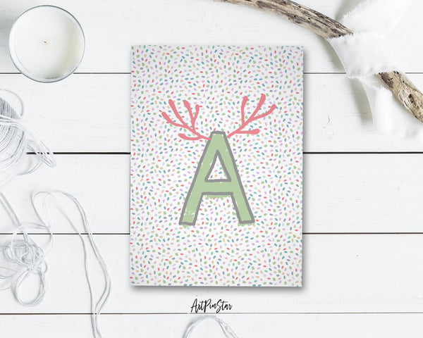 Alphabet Forest Letter A Animal Monogram Note Cards