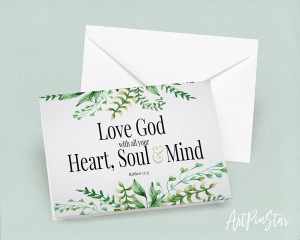 Love God with All Your Heart, Soul & Mind Matthew 22:37 Bible Verse Customized Greeting Card
