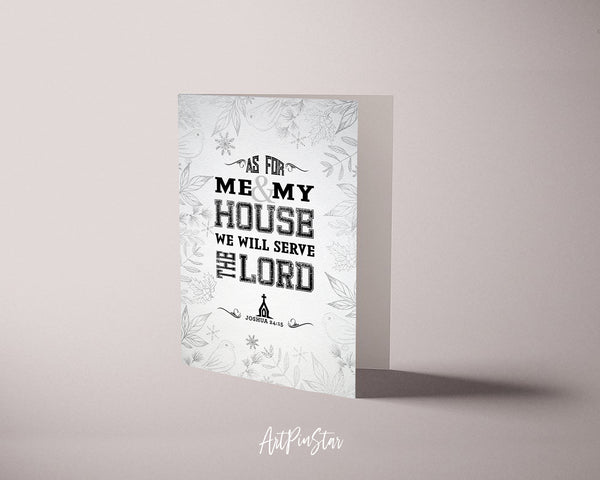 As for me & my house, we will serve the Lord Joshua 24:15 Bible Verse Customized Greeting Card