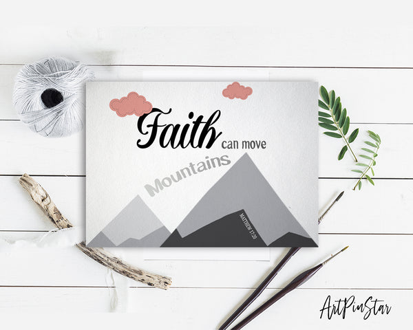 Faith Can Move Mountains Matthew 17:20 Bible Verse Customized Greeting Card