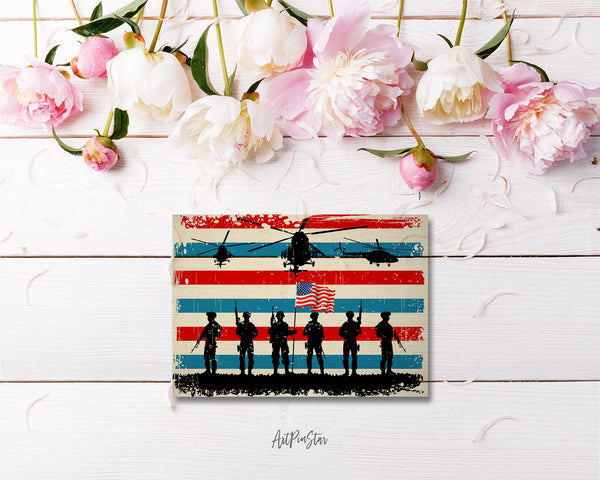 American Soldier Flag Custom Holiday Greeting Cards
