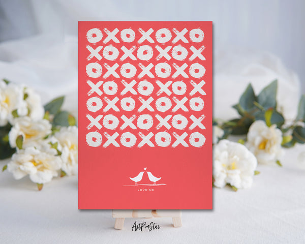 Valentine's Day XOXO and Coral Red Customized Greeting Card