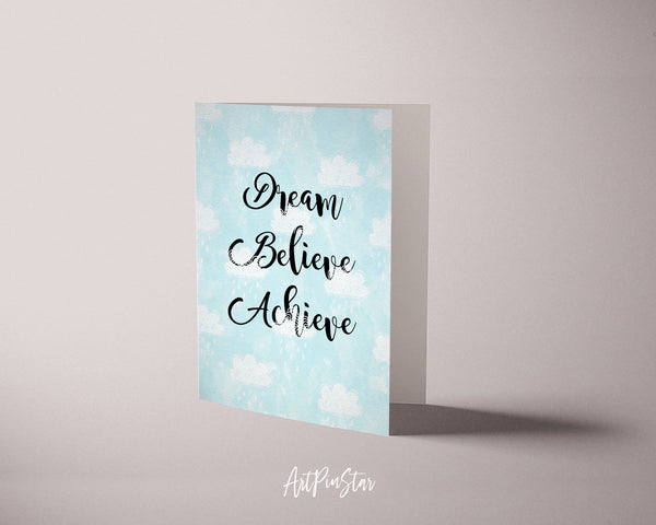Dream Believe Achieve Inspirational Quote Customized Greeting Cards
