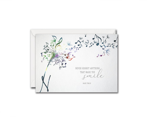 Inspiring Music Quote Letter N Symbol Never regret anything that made you smile Mark Twin