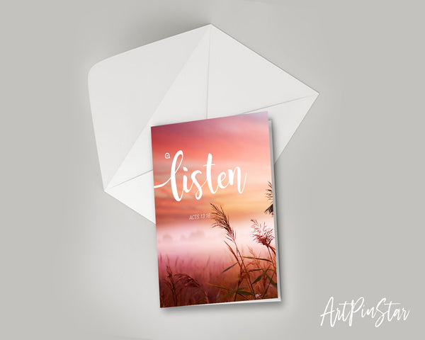 Listen Acts 13:16 Bible Verse Customized Greeting Card