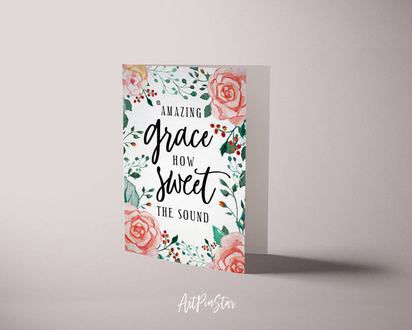 Amazing grace how sweet the sound Hymn Quote Customized Greeting Cards
