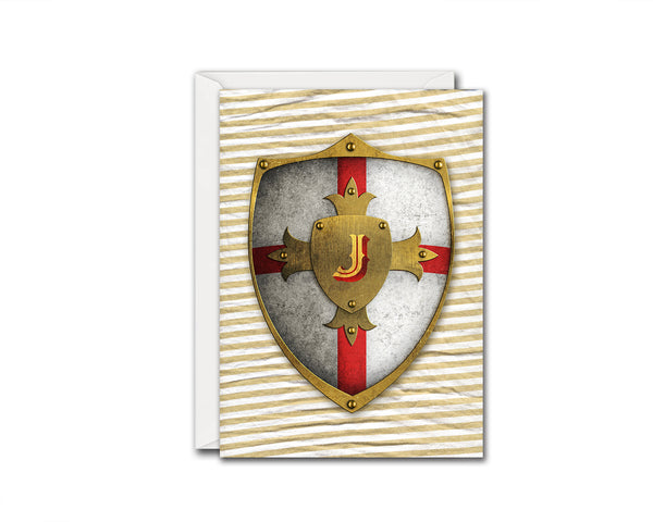 Alphabet Shield Letter J Signature Monogram Note Cards