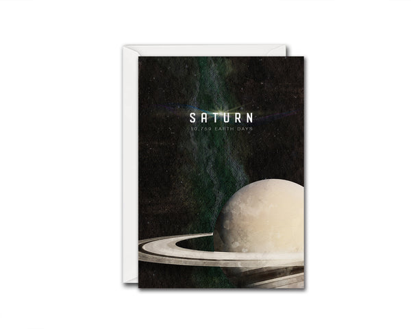Saturn Planet Orbiting Stars Solar System Customizable Greeting Card
