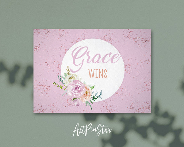 Grace wins Bible Verse Customized Greeting Card