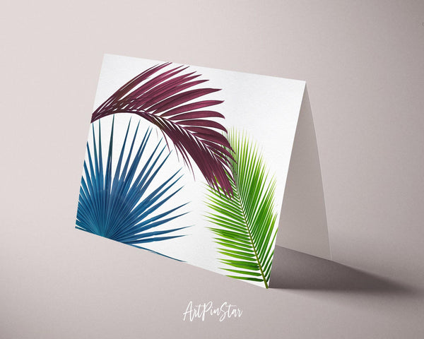 Green Leaves of Palm Tree Botanical Garden Customized Greeting Card