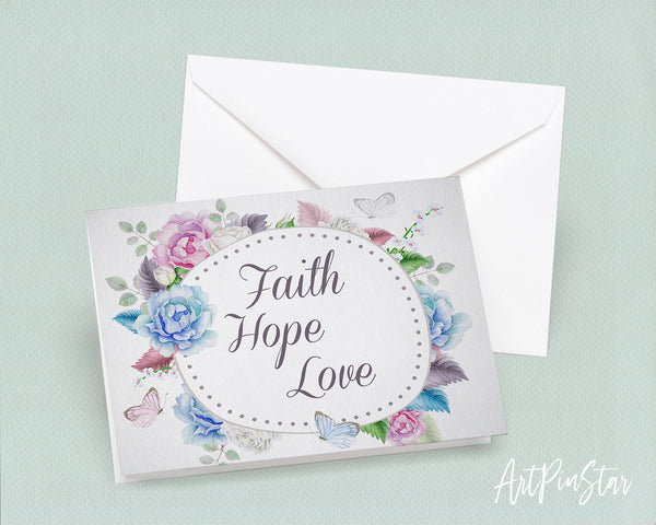 Faith Hope Love Bible Verse Customized Greeting Card