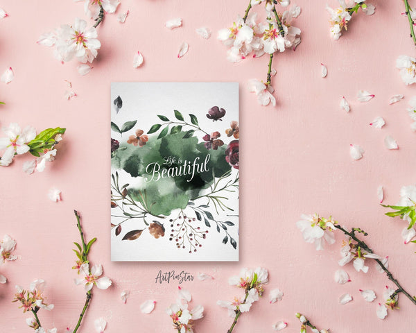 Life is beautiful Flower Quote Customized Gift Cards