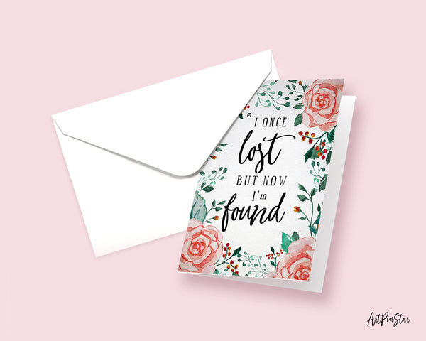 I once was lost but now I'm found Luke 15:10 Bible Verses Quote Customized Greeting Cards
