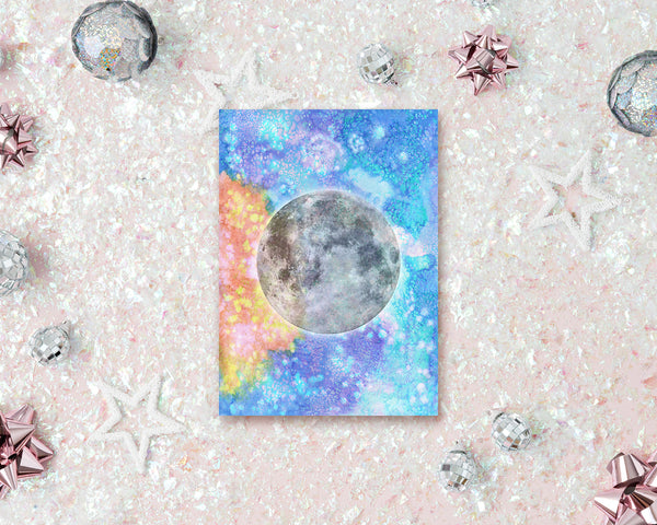 Moon Moon Phases Watercolor Galaxy Space Customizable Greeting Card
