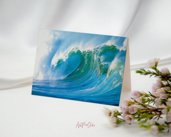 Sea Breaking Wave Landscape Custom Greeting Cards