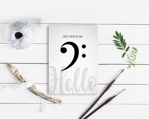 Just a note to say Hello Bass Clef Bass Clef Music Gift Ideas Customizable Greeting Card