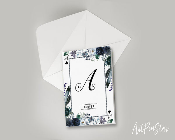 Watercolor Floral Flower Bouquet Initial Letter A Clover Monogram Note Cards