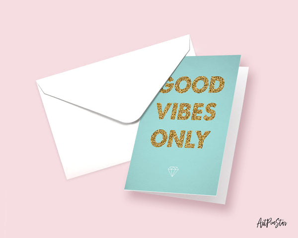 Good Vibes Only Positive Quote Customized Greeting Cards