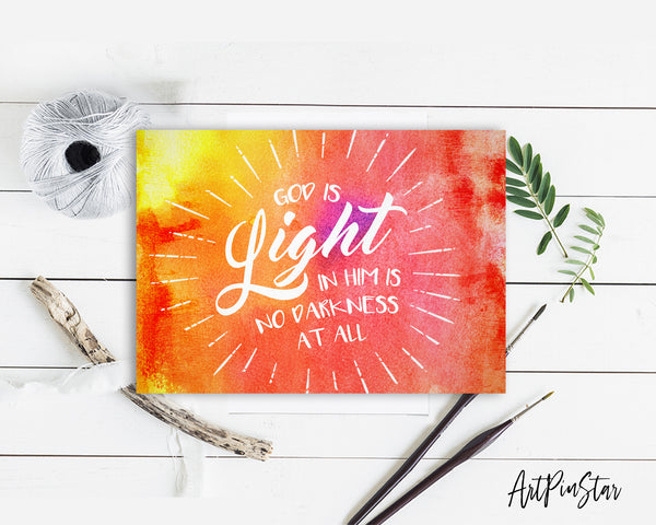 God is Ligfht in him is no darkness at all Bible Verse Customized Greeting Card
