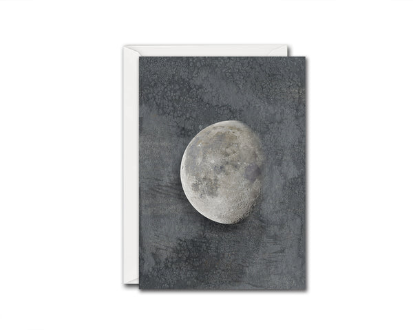 Waning Gibbous Moon Phases Watercolor Galaxy Space Customizable Greeting Card