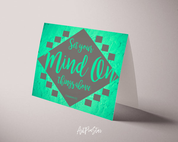 Set your mind on things above Colossians 3:2 Bible Verse Customized Greeting Card