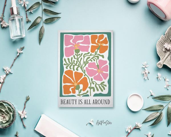 Beauty is all around Flower Quote Customized Gift Cards