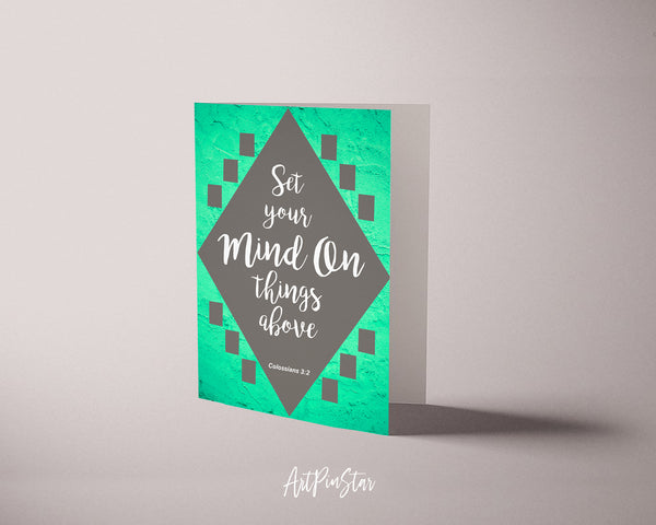 Set your mind on things above Colossians 3:2 Bible Verse Customized Greeting Card