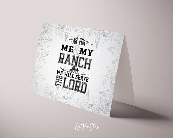 As for me & my ranch, we will serve the Lord Bible Verse Customized Greeting Card