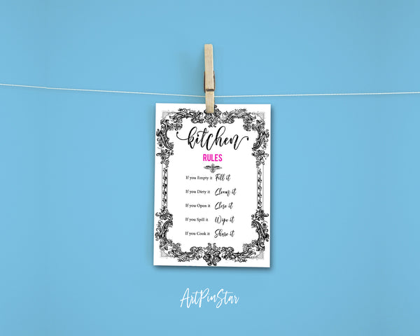 Kitchen Rules Sign Quote Customized Greeting Cards