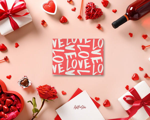 Valentine's Day Romantic Cream and Coral Red Customized Greeting Card