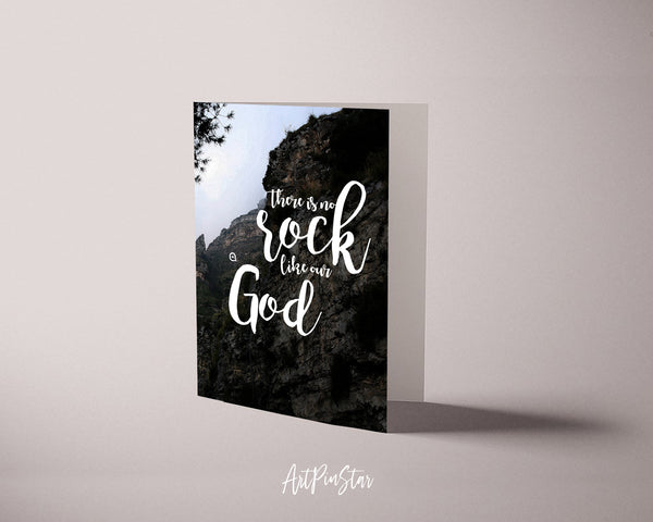 There is no rock like our God Bible Verse Customized Greeting Card