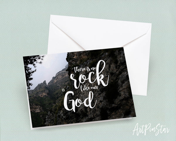 There is no rock like our God Bible Verse Customized Greeting Card