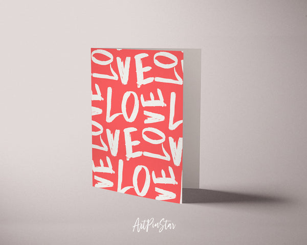Valentine's Day Romantic Cream and Coral Red Customized Greeting Card