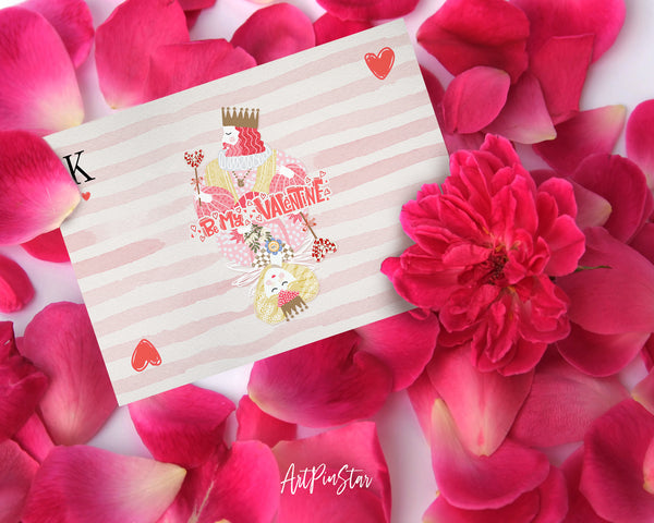Valentine's Day Love King Queen Flowers Customized Greeting Card