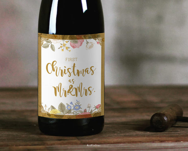 First Christmas as Mr and Mrs Holiday Customizable Label