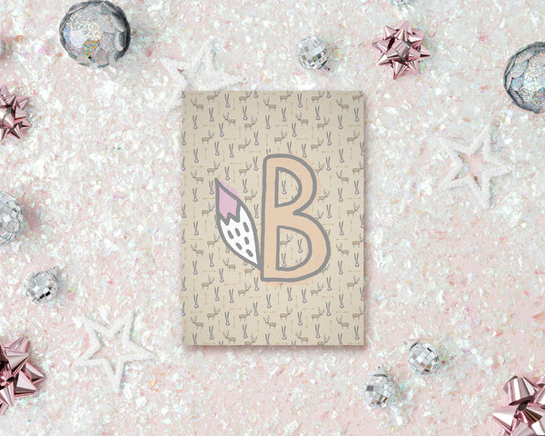 Alphabet Forest Letter B Animal Monogram Note Cards